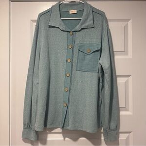 Casual Teal Button-Down Shirt